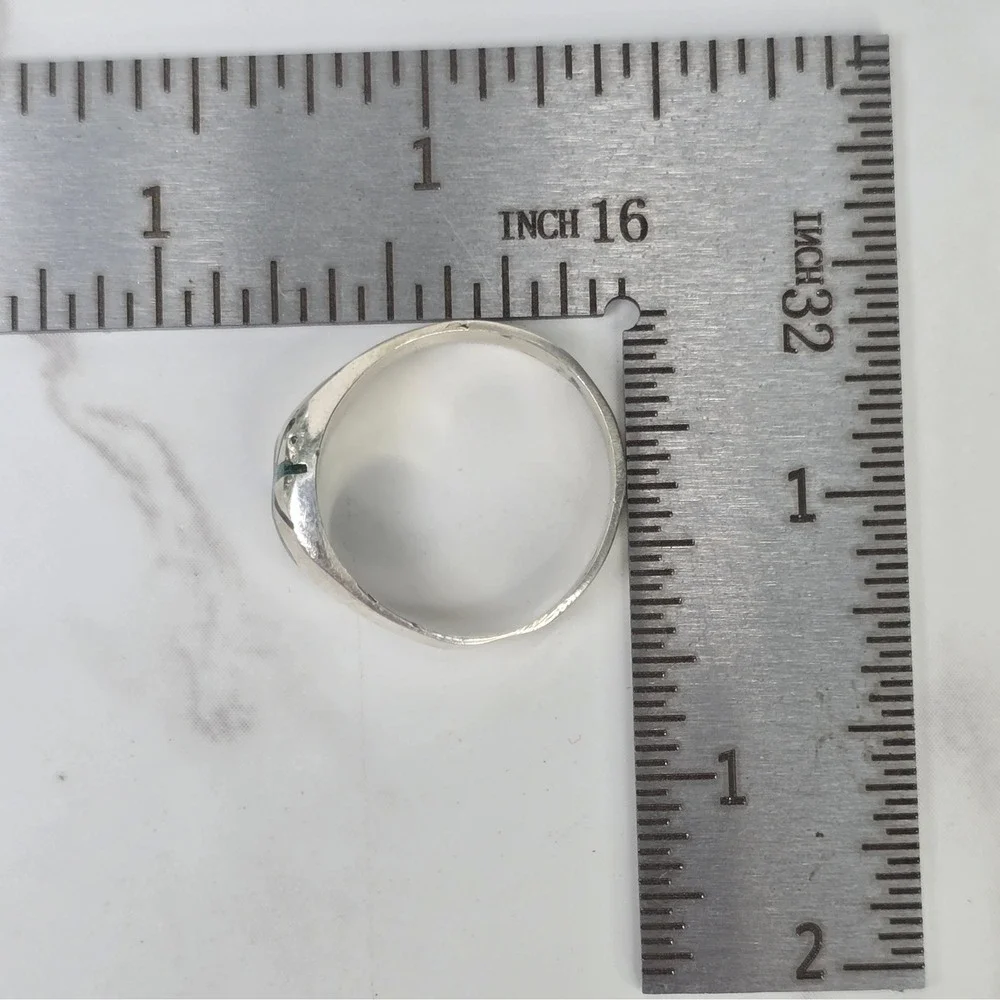 Sterling Silver Turquoise Inlay Starburst Ring And Domed Band Size 5.5 & 5
